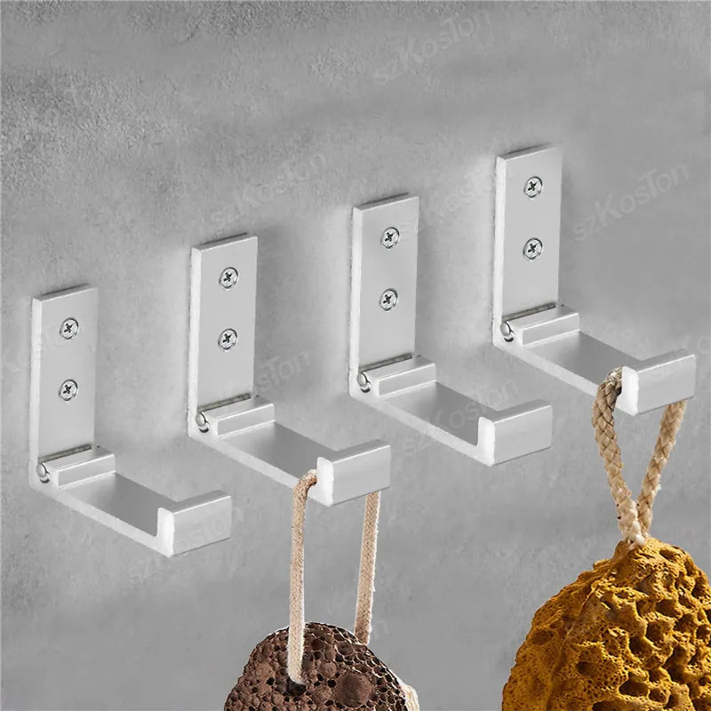 5 Pcs Folding Wall Hooks Set with Aluminum Alloy Wall Mount Design for Coats Towels Clothes and Headphones