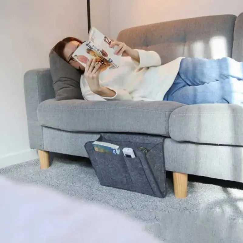 Felt Bedside Hanging Storage Bag Caddy Organizer for Dormitory Bed Sofa and Bedroom Use