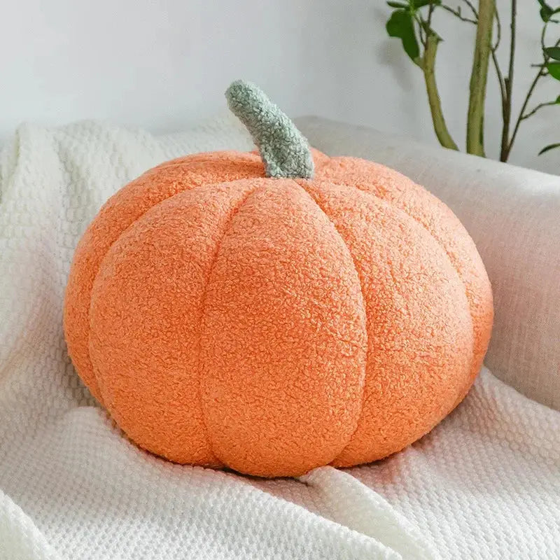 Plush Pumpkin Decorative Cushion with Three Dimensional Design for Seasonal Home Styling