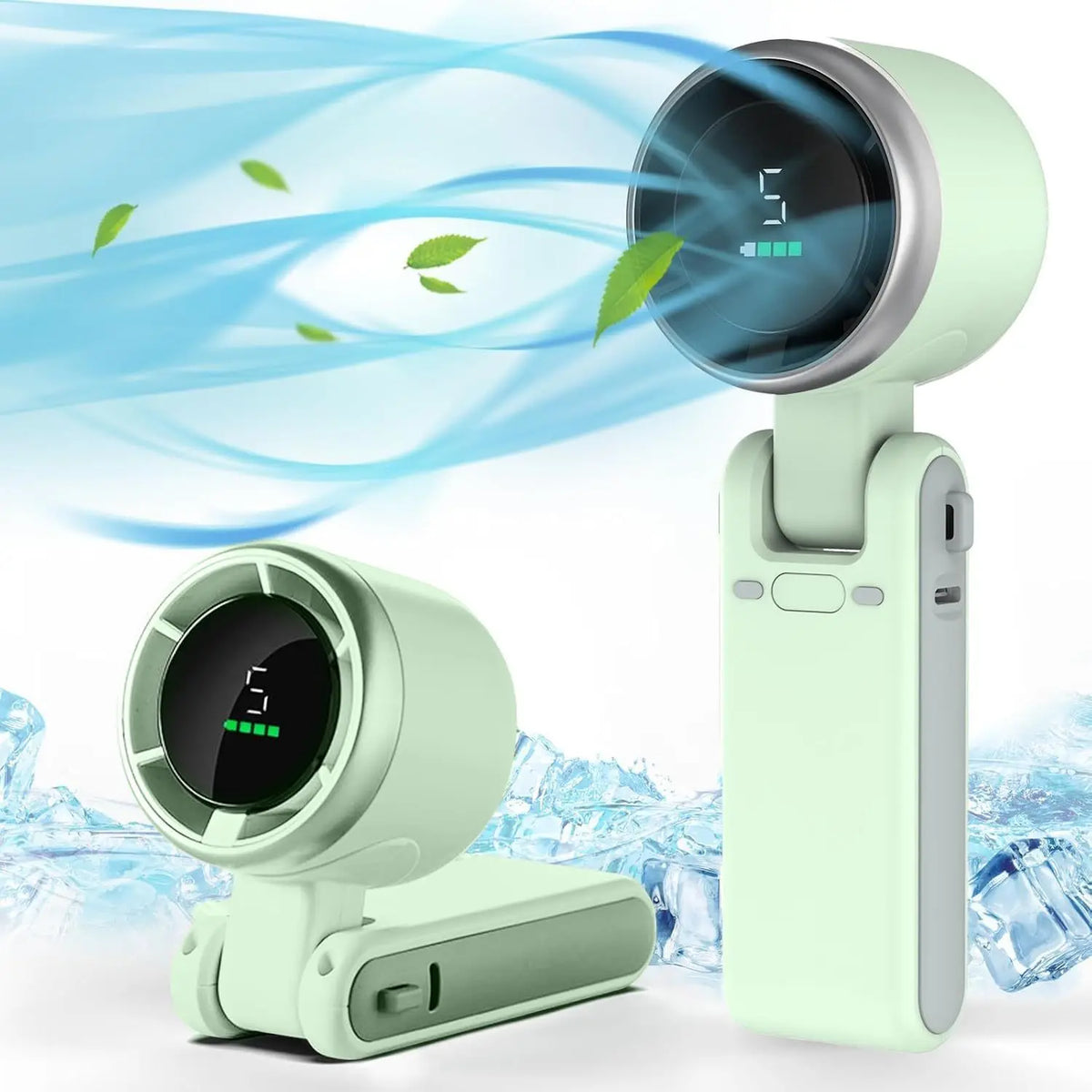 Portable Handheld Turbo Fan with 5 Speed Settings and Foldable Design for Travel and Outdoor Use