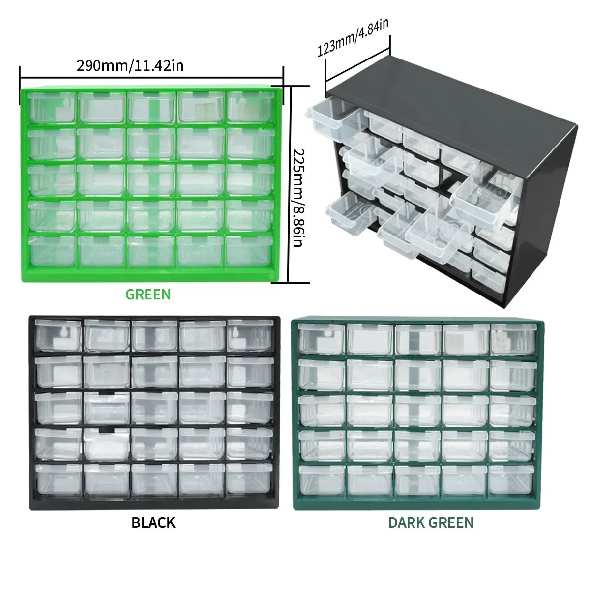 Wall Mounted Parts Organizer Box with 25 Grid Drawer Design for Screws Hardware and Small Component Storage