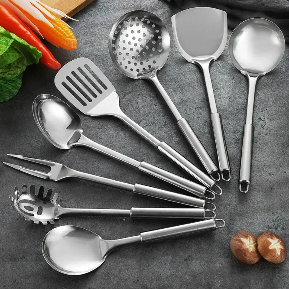 Stainless Steel Wok Spatula Set with Long Handle Rice Spoon and Ladle Cooking Tools
