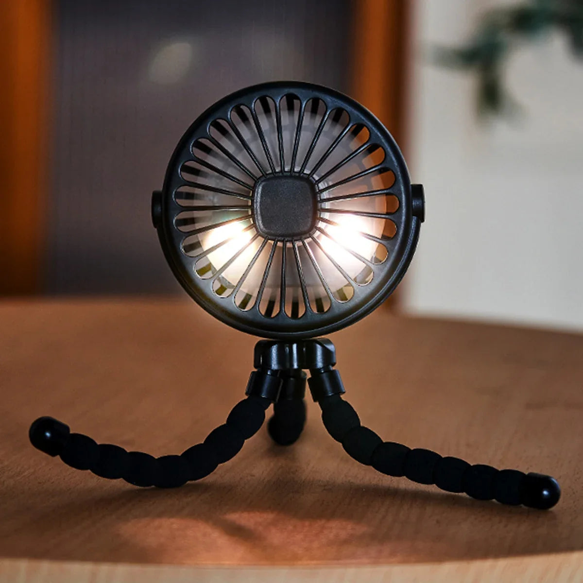 Rechargeable Octopus Mini Fan with Flexible Tripod, LED Night Light and Portable Hands-Free Design