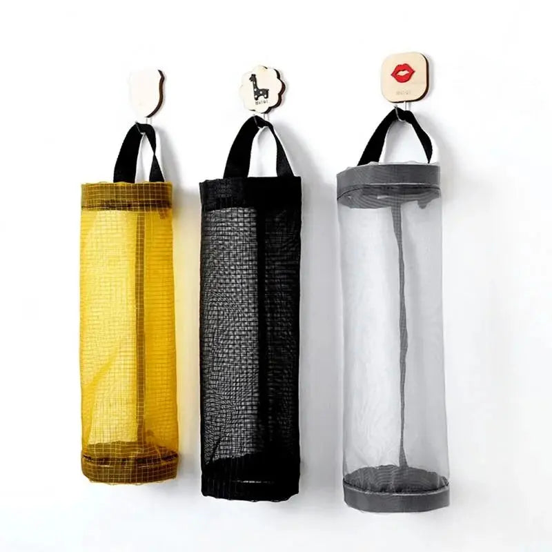 3 Pcs Wall Mounted Mesh Plastic Bag Holder Dispenser for Kitchen Storage