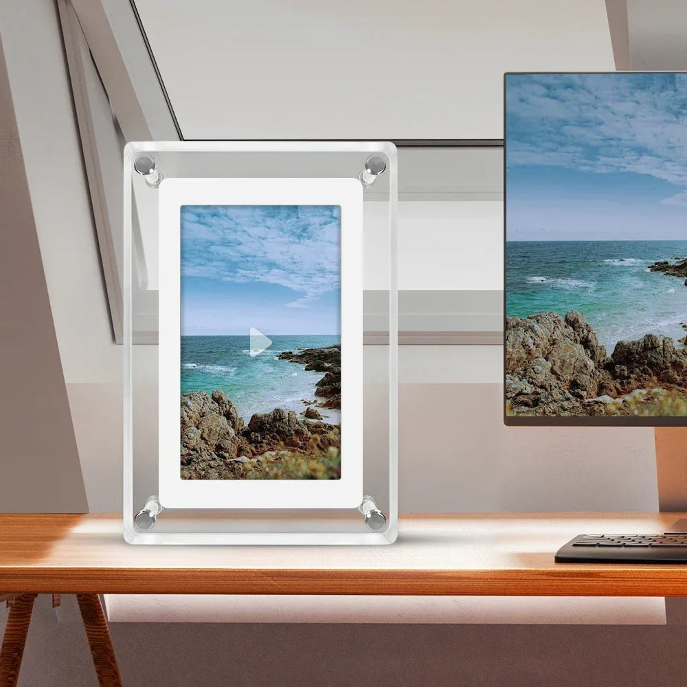 ClearFrame Acrylic Digital Photo Frame - Slim, Crystal-Clear Display for Your Favorite Moments