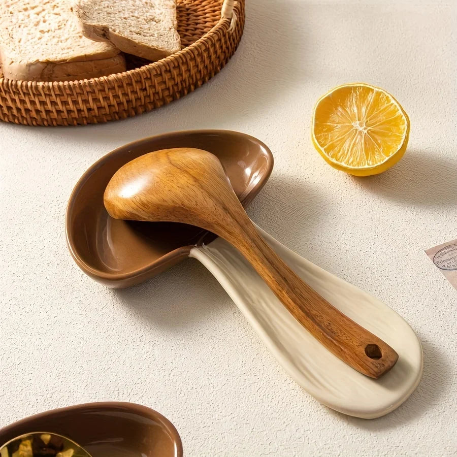 Mushroom Spoon Rest with Ceramic Heat Resistant Design for Kitchen Utensils and Countertop Use