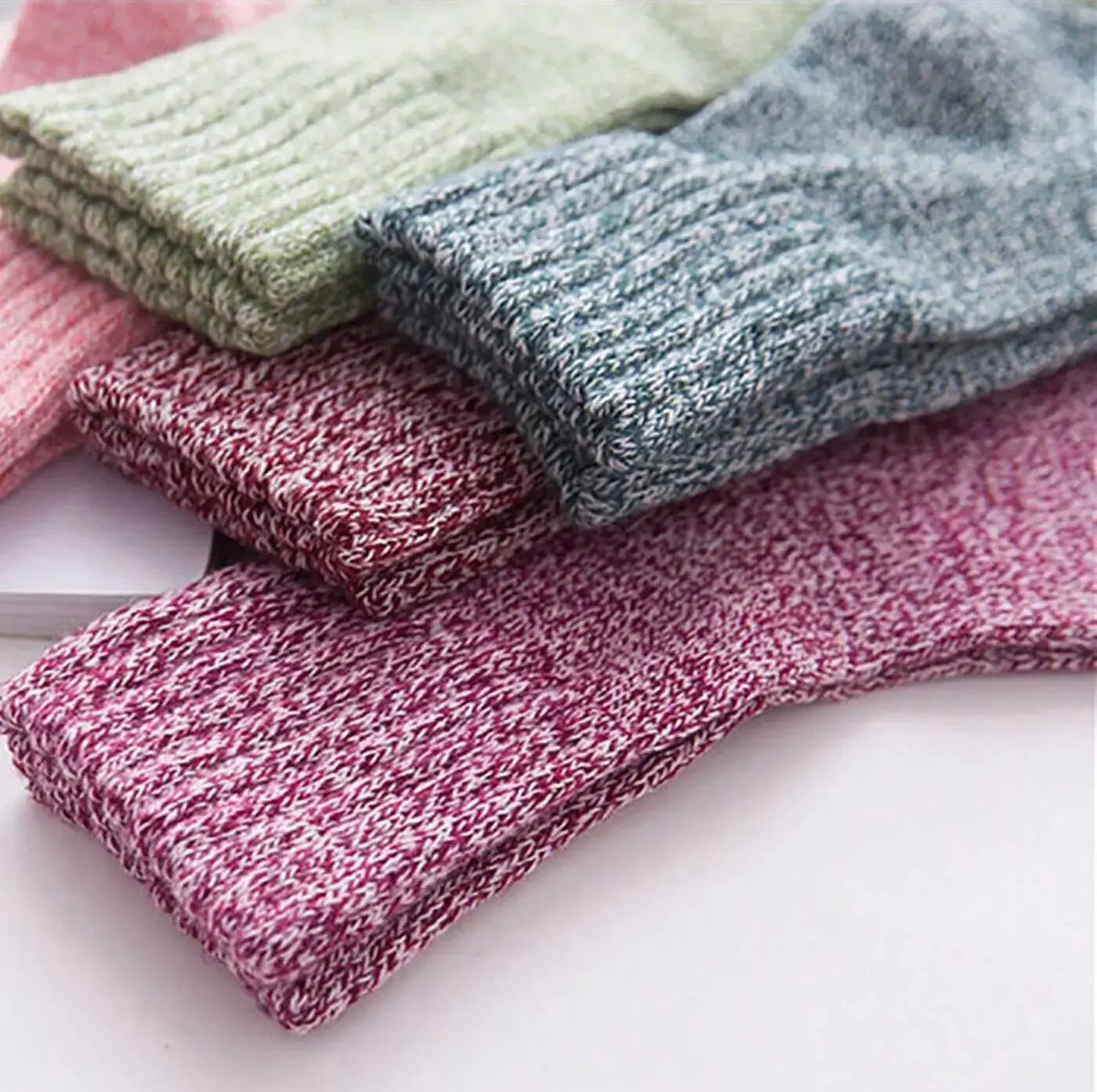 Women’s Wool Lined Winter Socks with Thickened Knit for Mid Calf Warm Indoor Comfort