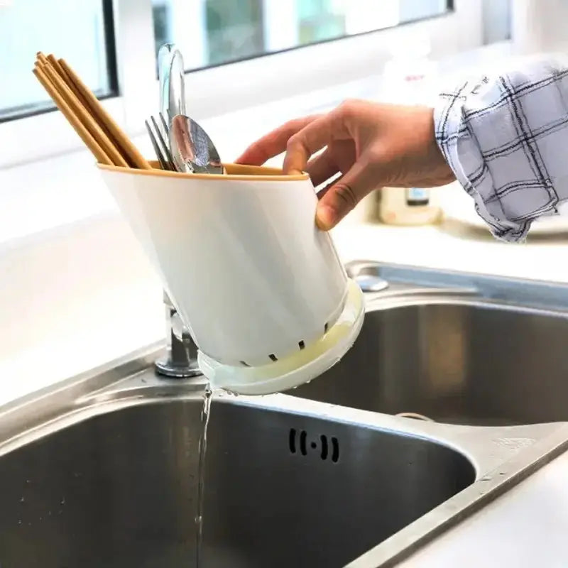 Round Chopstick Holder Kitchen Tableware Drain Storage Box