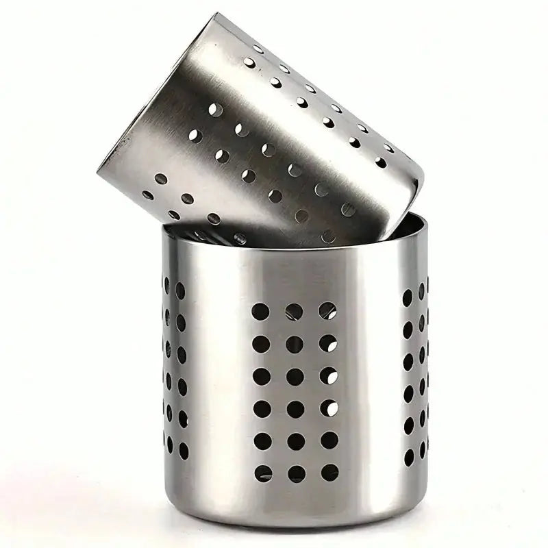 Stainless Steel Cylindrical Utensil Holder Cutlery Storage Box for Kitchen and Countertop
