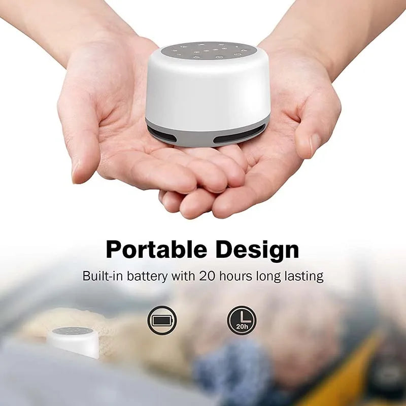 Portable White Noise Machine with RGB Night Light and USB Rechargeable Design for Sleep and Relaxation Use