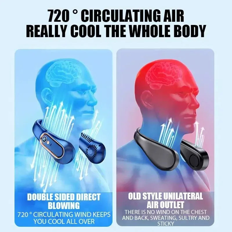 Portable Neck Fan Bladeless Rechargeable with Digital Display and 4 Speeds for Hands Free Cooling