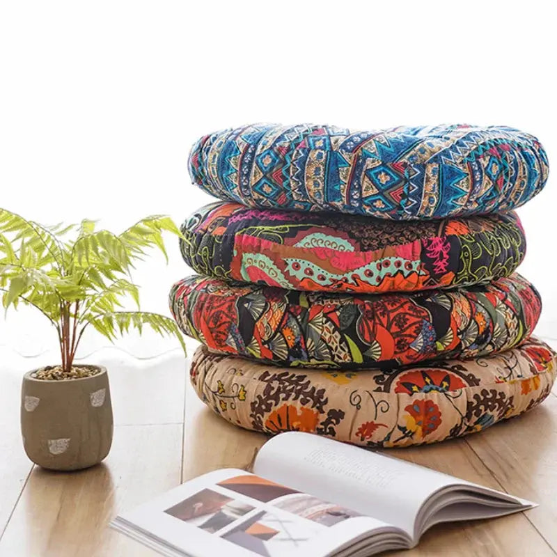 Round Floor Cushion Pillow with Thickened Padding for Meditation, Seating, and Tatami Floor Use
