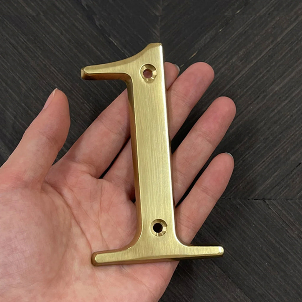 Polished Brass House Numbers with Curved Design for Door and Address Display