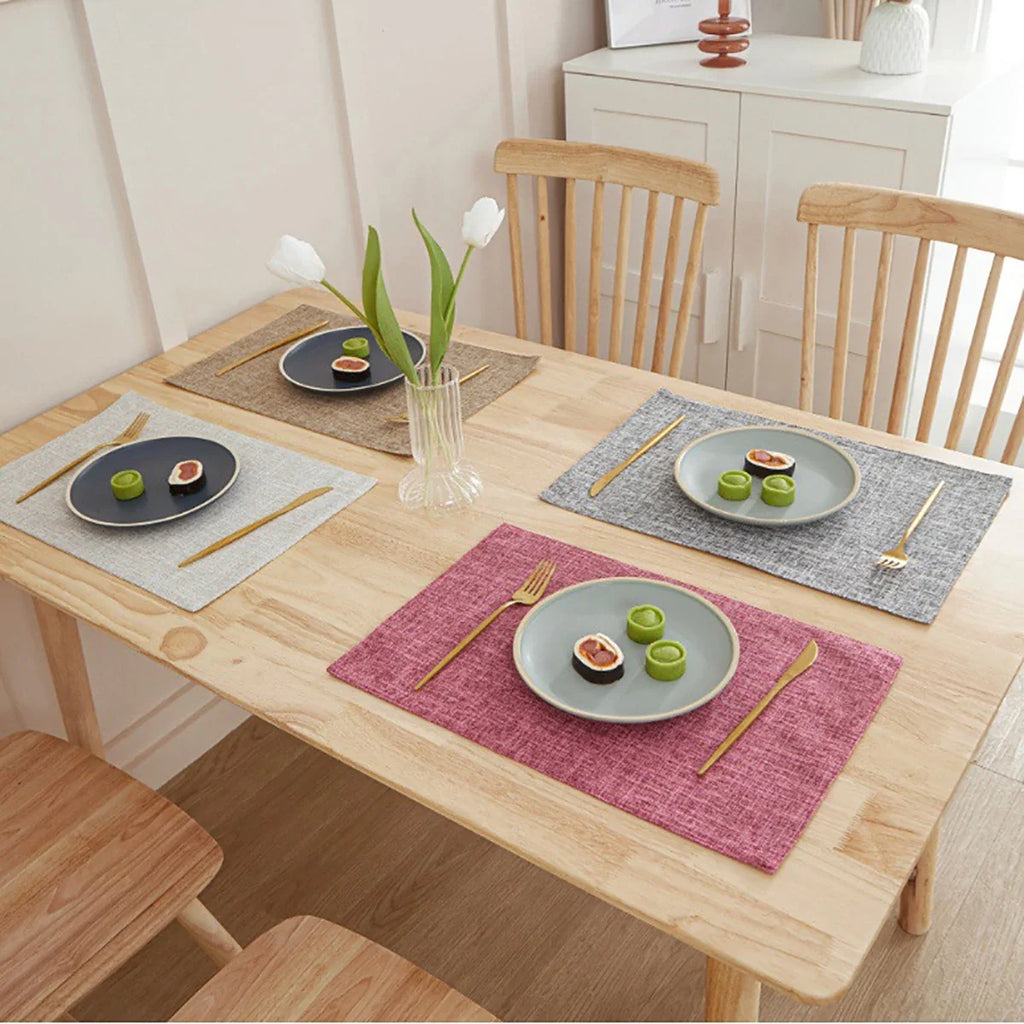 Rectangle Linen Dining Table Placemat Heat Resistant Table Mat for Bowls Cups Kitchen Dining Decor