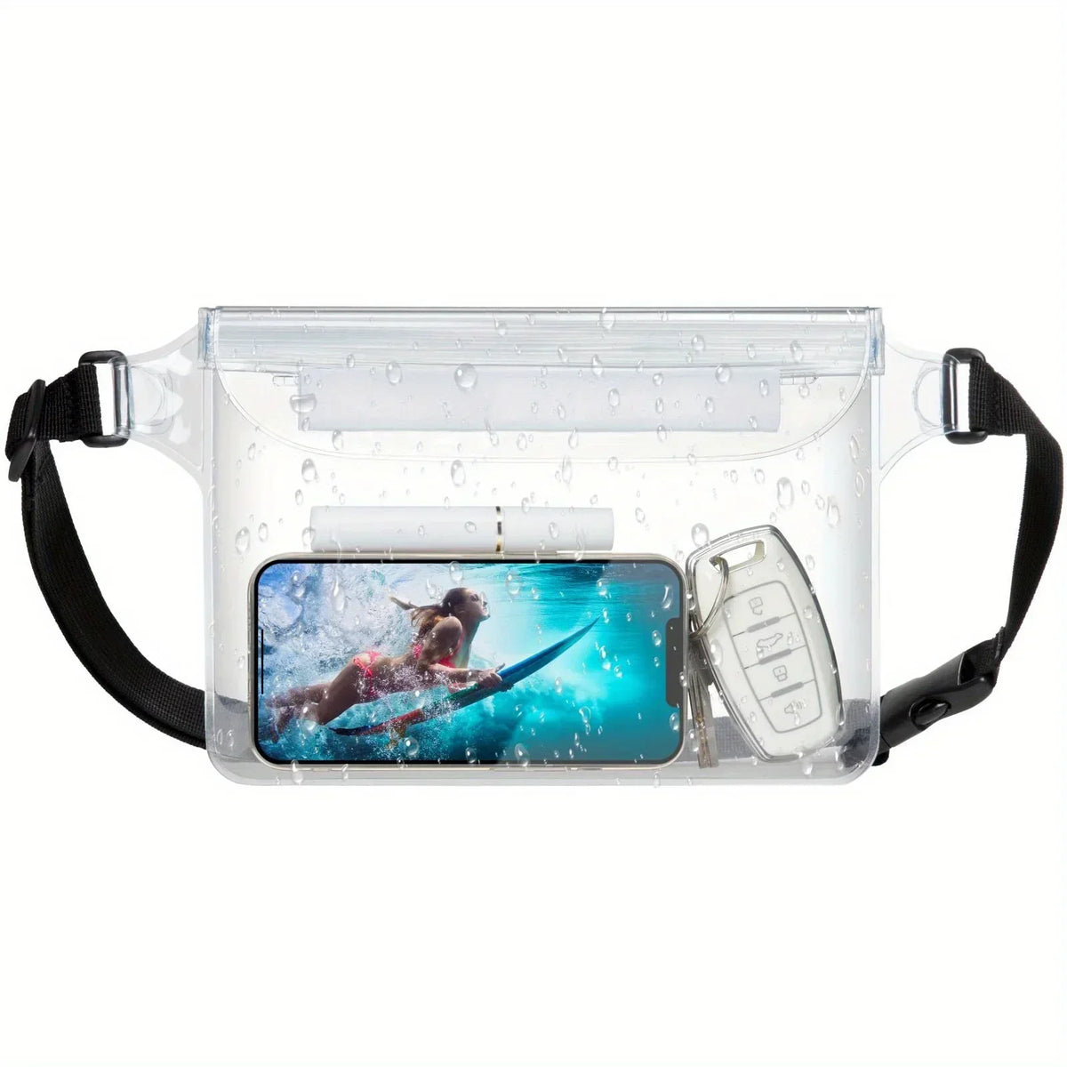 Waterproof Waist Bag with Three Layer Sealed Design for Swimming Beach and Travel Use