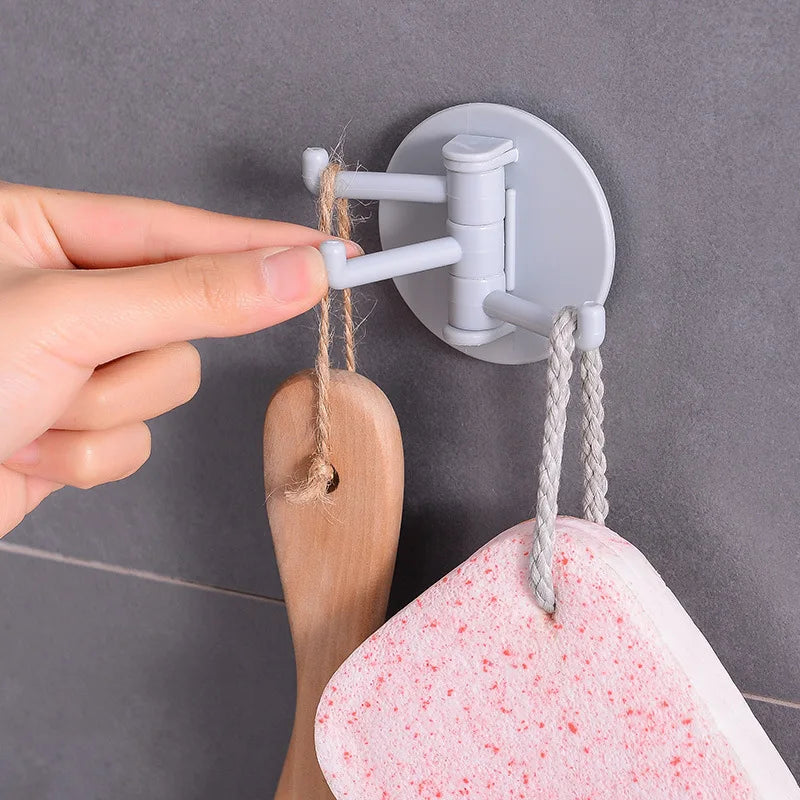 3 Pcs Rotating Adhesive Wall Hooks with Strong Hold for Kitchen, Bathroom, Closet and Home Organization