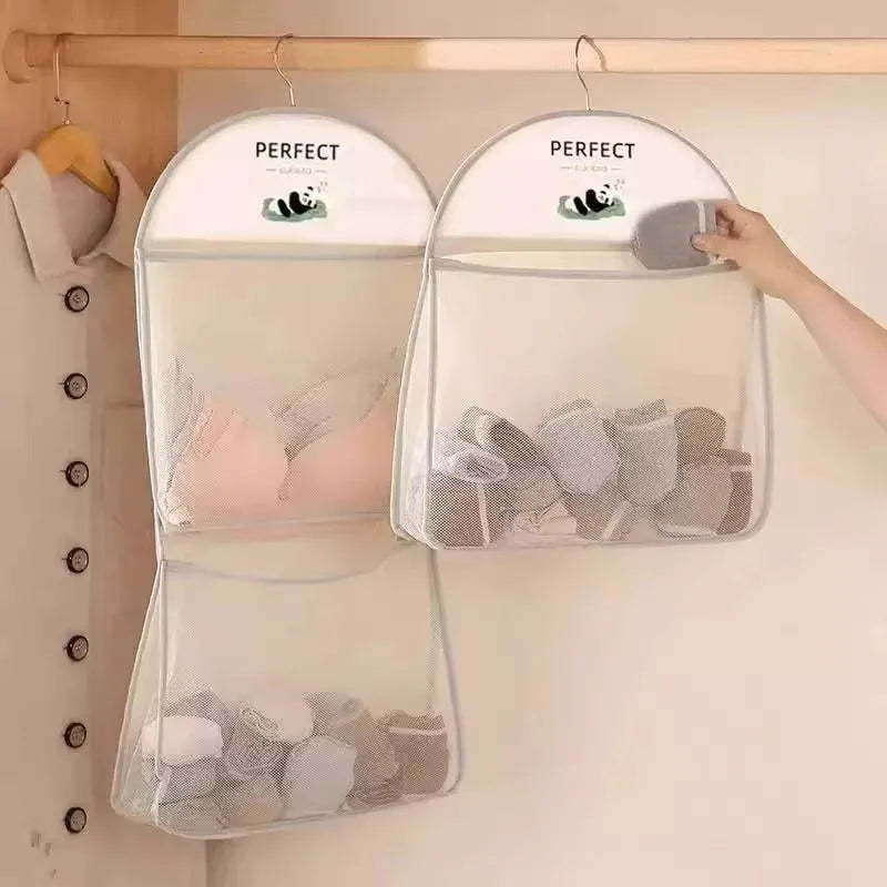 Two Layer Wardrobe Hanging Bag for Underwear, Socks, and Small Accessories, Made from Durable Oxford Polyester for Organized Storage