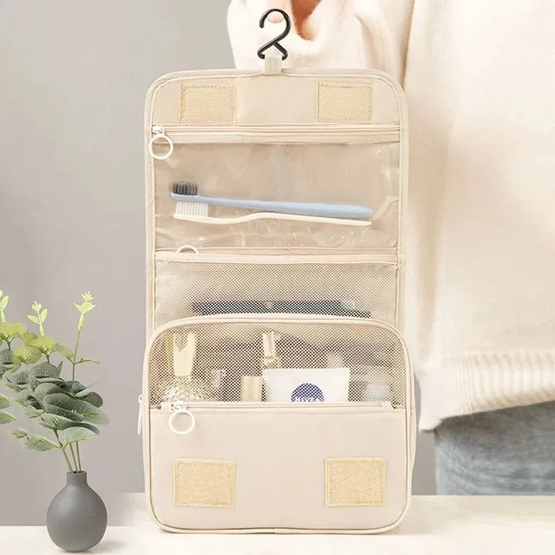 Hanging Toiletry Bag with Waterproof Polyester Compartments for Travel Makeup Bathroom and Gym Storage