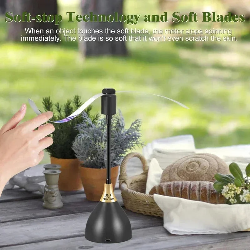 Portable Table Fly Fan with Soft Blade USB Design for Outdoor Dining and Food Protection
