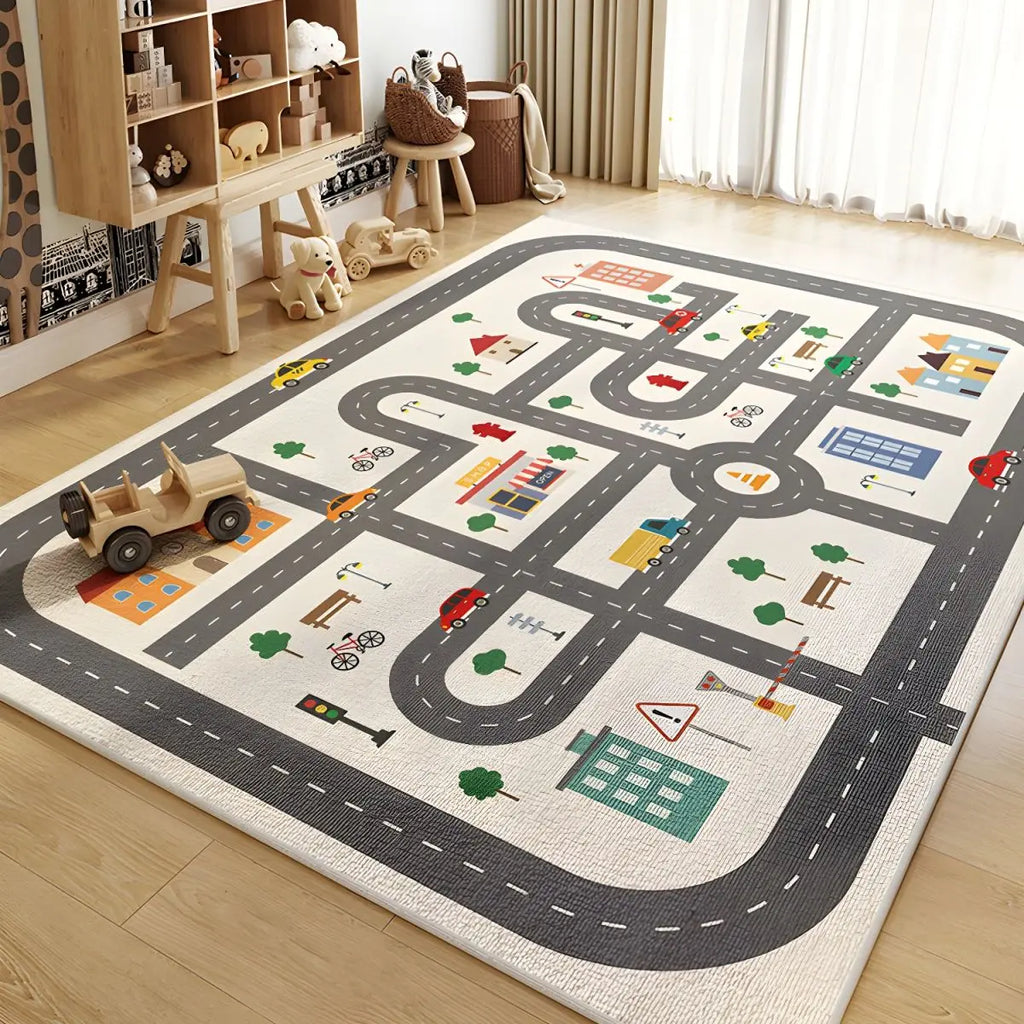 Parking Lot Educational Play Mat for Children’s Reading, Crawling, and Toy Areas