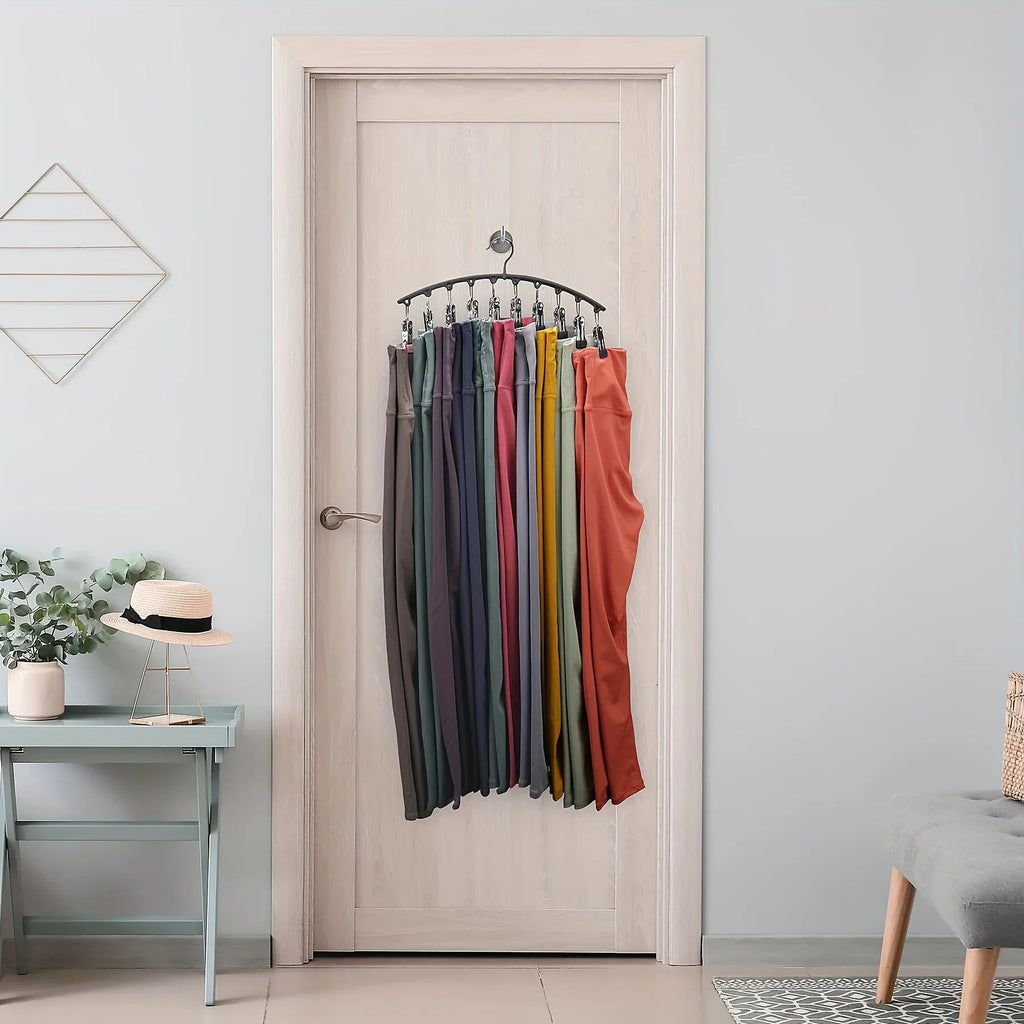 2Pcs Curved Legging Organizer Hanger with Clip Design for Closet and Wardrobe Storage