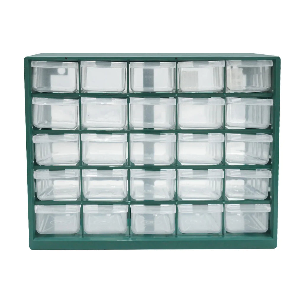Wall Mounted Parts Organizer Box with 25 Grid Drawer Design for Screws Hardware and Small Component Storage