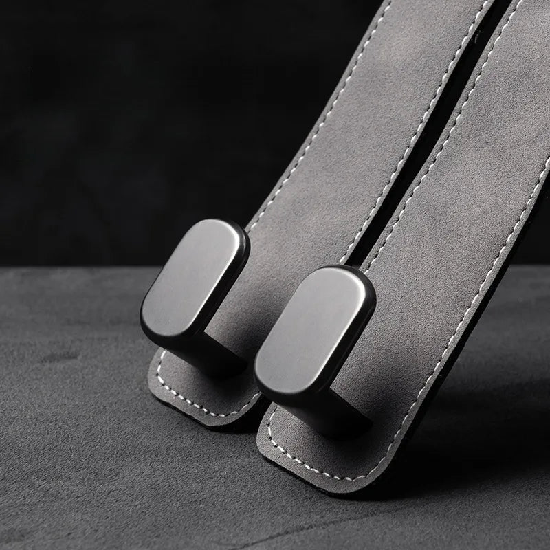 2 Pcs Car Headrest Hook with Soft Leather Finish and Dual Hanging Design for Vehicle Storage