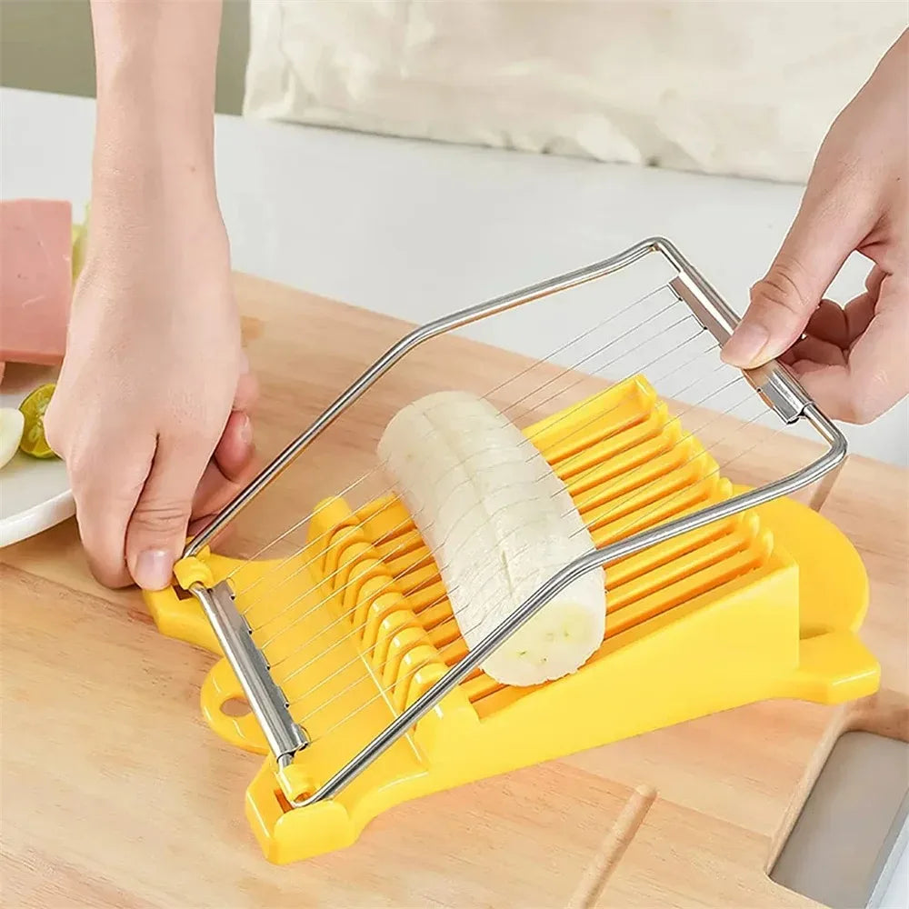 Luncheon Meat Egg Cutter with Plastic Base and Multi Food Cutting Design for Eggs Cheese Fruit and Luncheon Meat