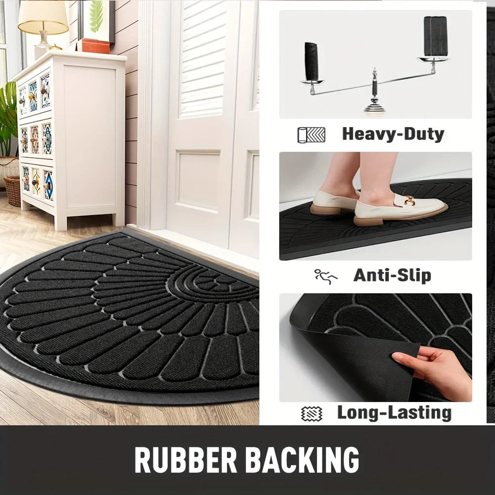 Durable Semicircular Door Mat for Indoor and Outdoor Entrances, Non-Slip Front Door Rug for Entryways, Porch, or Home