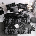 Dark Marble Print Duvet Cover Set with Zipper Closure and Matching Shams for Modern Bedroom Styling