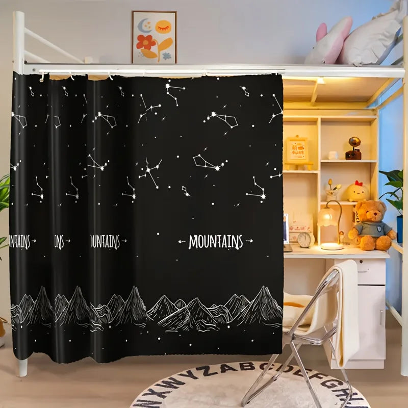 Bed Privacy Curtain with Blackout Fabric and Hanging Hooks for Bunk and Single Beds
