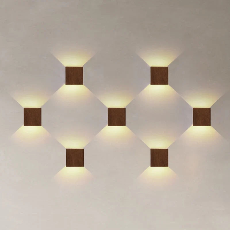 Wabi Sabi Wall Lamp with Imitation Wood LED Up Down Design for Bedrooms Corridors and Living Rooms