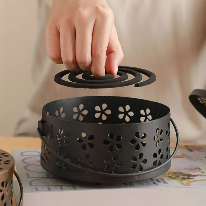 Portable Coil Guard Holder with Metal Anti Fire Design for Mosquito Repellent and Incense Use (6×3"/14×7cm)