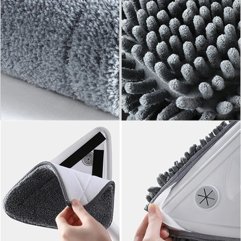 Triangle Telescopic Cleaning Mop with Rotating Head and Reusable Pads for Windows Walls and Household Surfaces