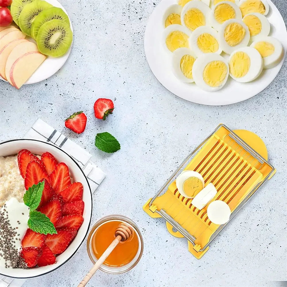 Luncheon Meat Egg Cutter with Plastic Base and Multi Food Cutting Design for Eggs Cheese Fruit and Luncheon Meat