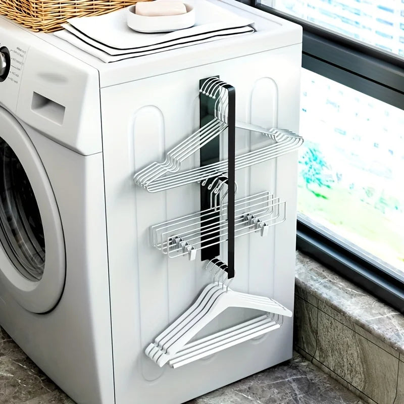 Magnetic Hanger Storage Rack with Wall Mounted Space Saving Design for Laundry and Closet Organization