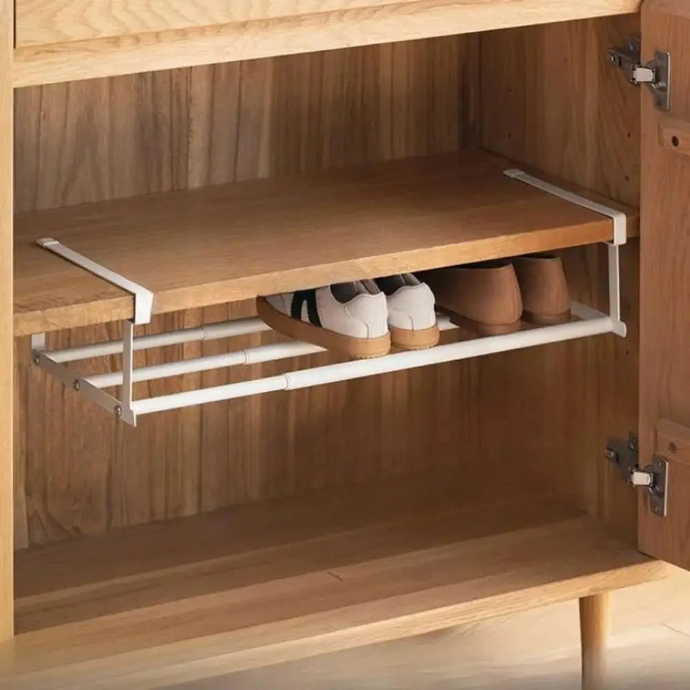 Expandable Under Shelf Shoe Rack with Adjustable Layered Design for Space Saving Storage Application Range 12–22" (30–56cm)