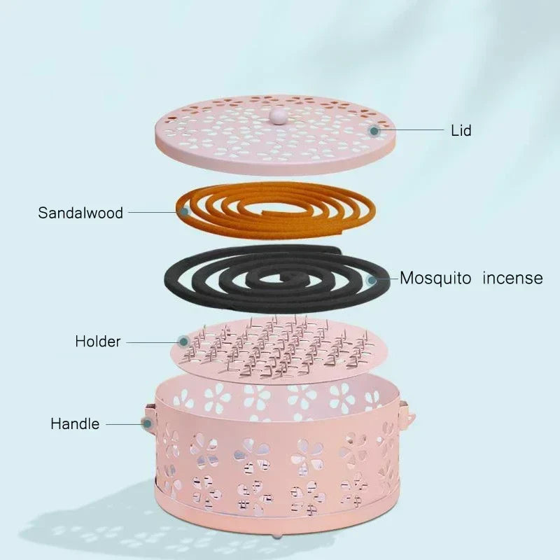 Portable Coil Guard Holder with Metal Anti Fire Design for Mosquito Repellent and Incense Use (6×3"/14×7cm)