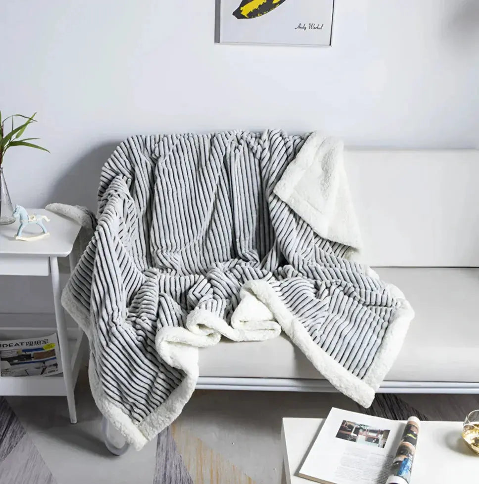 Premium 3D Ribbed Flannel Blanket with Lightweight Warmth for Kids, Babies, and Everyday Home Comfort