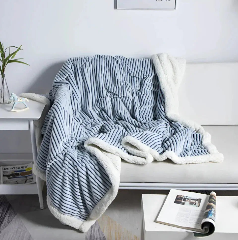 Premium 3D Ribbed Flannel Blanket with Lightweight Warmth for Kids, Babies, and Everyday Home Comfort