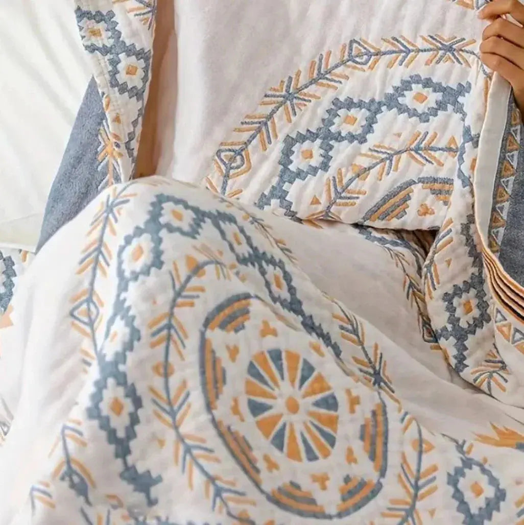 Nordic Boho Soft Bedspread with Breathable Cotton Gauze for Sofa, Bed, and Summer Air-Conditioned Comfort