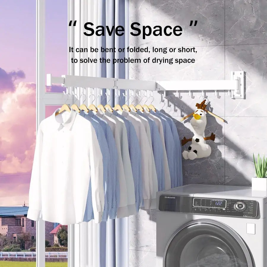 Retractable Laundry Hanger with Aluminum Wall Mount Design for Space Saving Clothes Organization