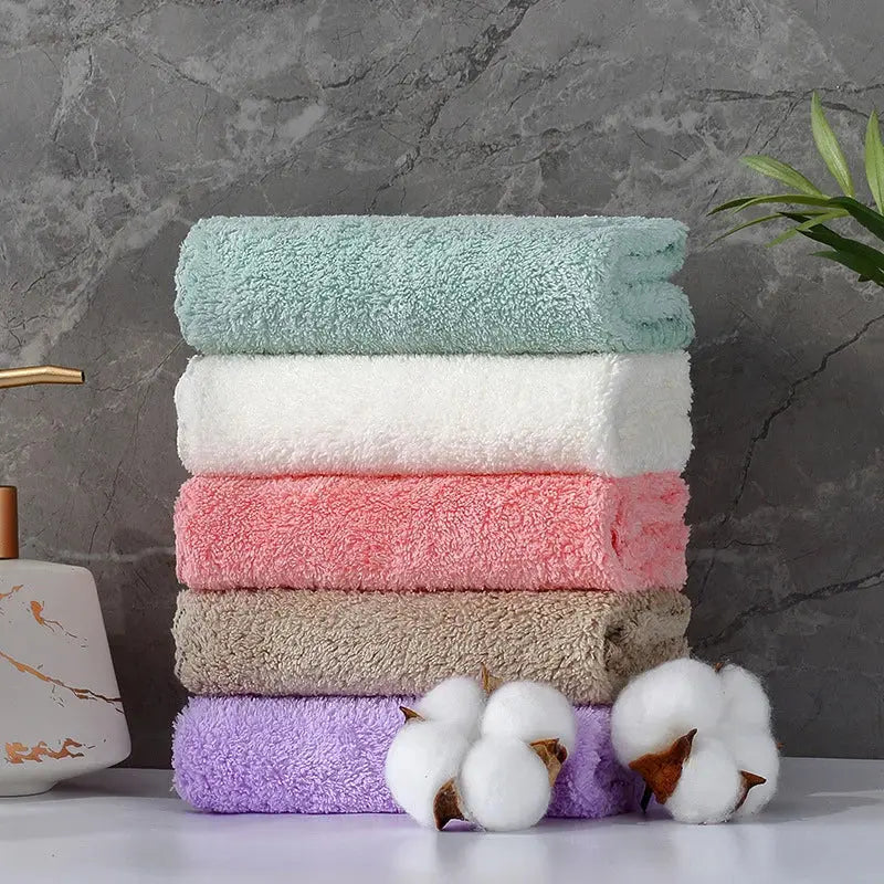 10-Piece Thickened Microfiber Coral Fleece Towels with High Absorbency and Quick-Dry Performance