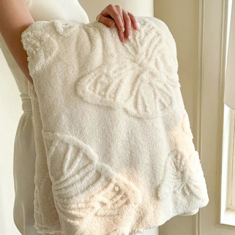 Coral Fleece Flannel Blanket in Solid Color with Lightweight Warmth for Winter Home and Office Use