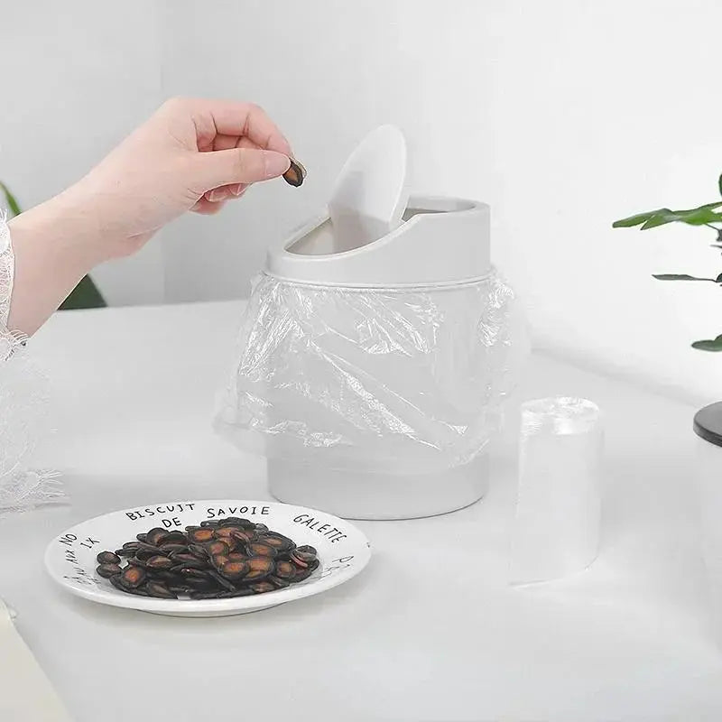 Mini Desktop Trash Bin with Lid for Desk Workspace