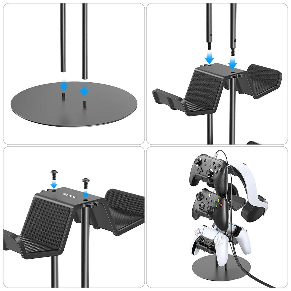 Controller Stand Organizer with Plastic Gamepad and Headphone Display Rack for PlayStation and Xbox Accessories