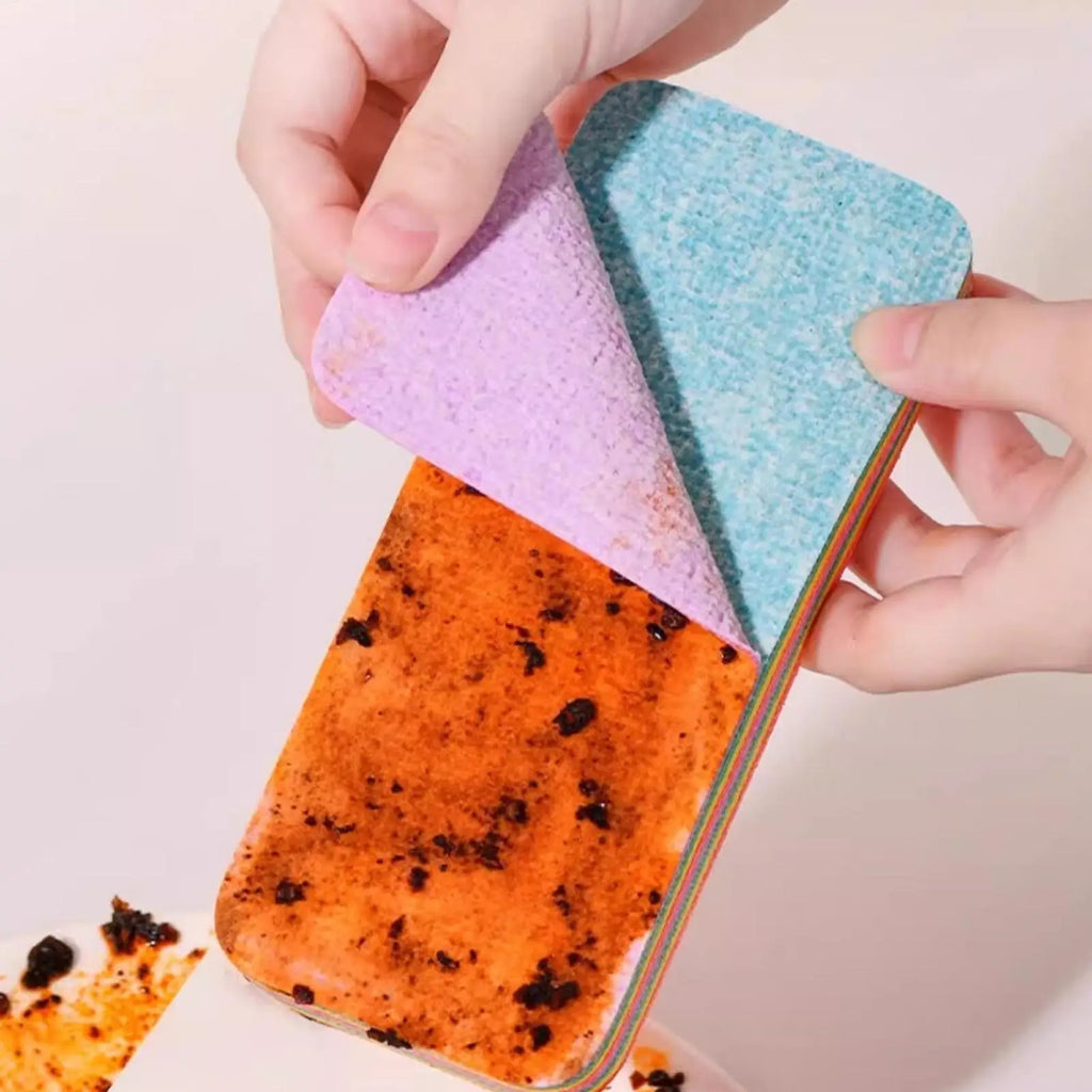 Microfiber Cleaning Sponge Cloth with Peelable Multi Layer Design for Kitchen and Household Cleaning