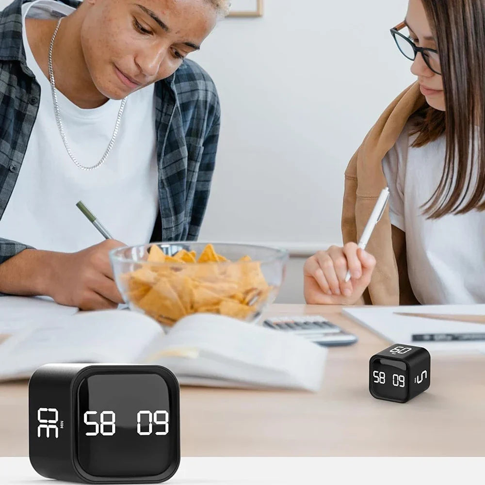 Flip Digital Cube Timer with Countdown for Productivity, Study, Kitchen, or Desk Use