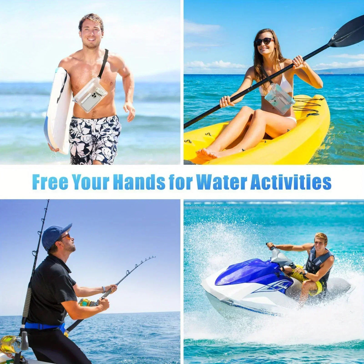 Waterproof Waist Bag with Three Layer Sealed Design for Swimming Beach and Travel Use