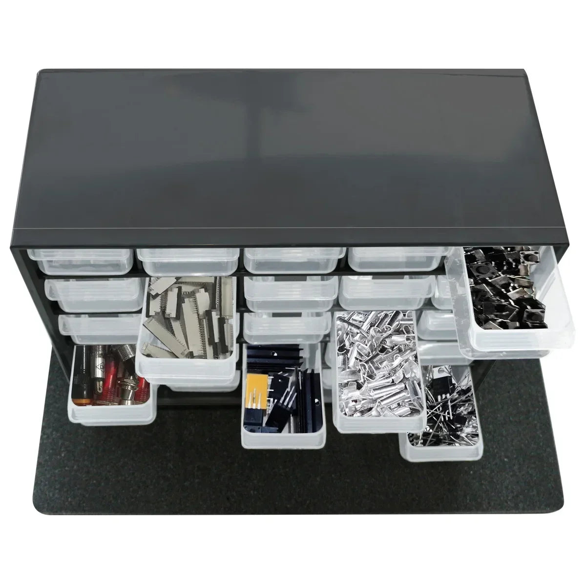 Wall Mounted Parts Organizer Box with 25 Grid Drawer Design for Screws Hardware and Small Component Storage